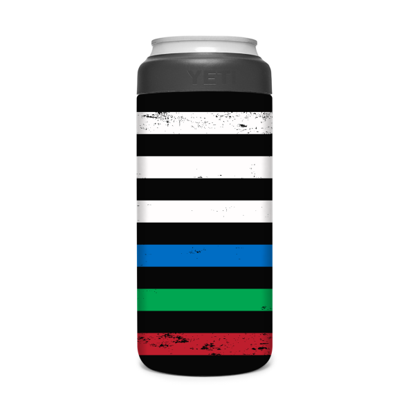 Thin Green Blue Red Line Flag | Skin For YETI Rambler 12oz  Slim Can Hot on Sale - Image 3