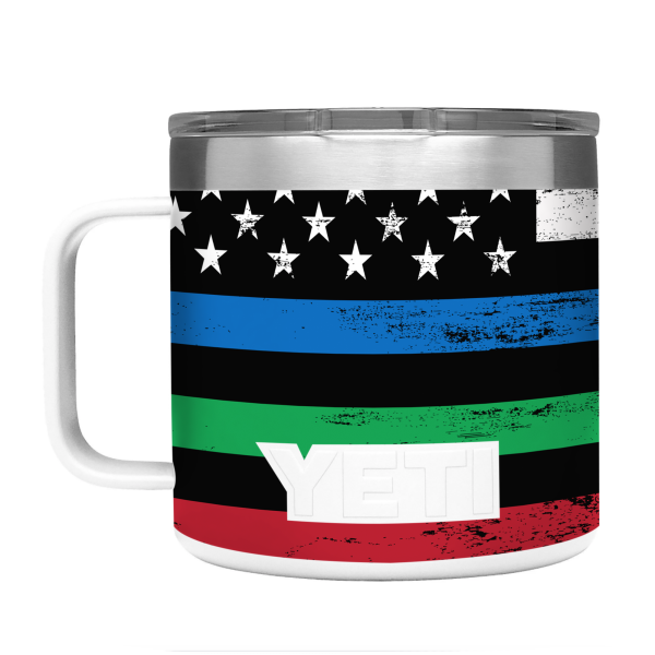 Thin Green Blue Red Line Flag | Skin For YETI Rambler 14oz  Tumbler Discount - Image 5