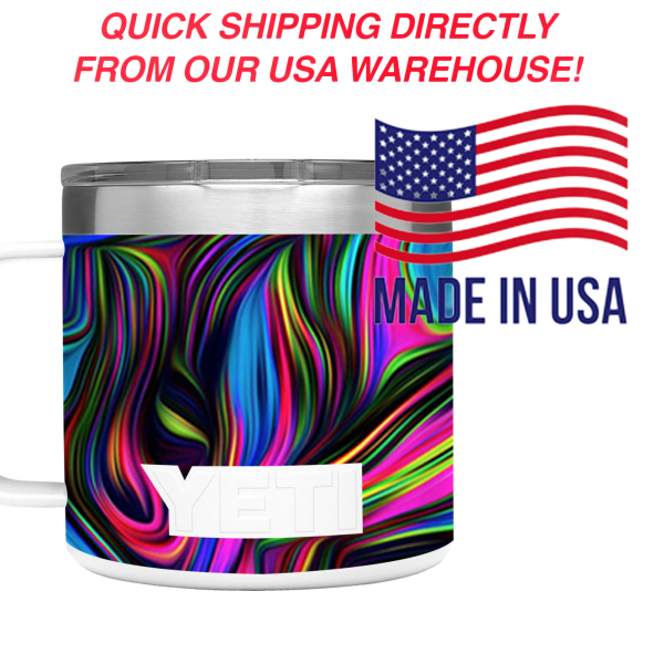 Neon Swirl | Skin For YETI Rambler 14oz  Tumbler For Cheap - Image 4
