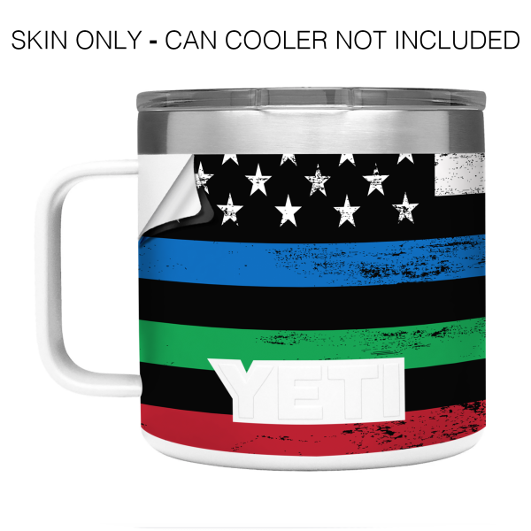 Thin Green Blue Red Line Flag | Skin For YETI Rambler 14oz  Tumbler Discount - Image 3