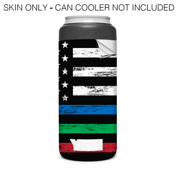 Thin Green Blue Red Line Flag | Skin For YETI Rambler 12oz  Slim Can Hot on Sale - Image 4