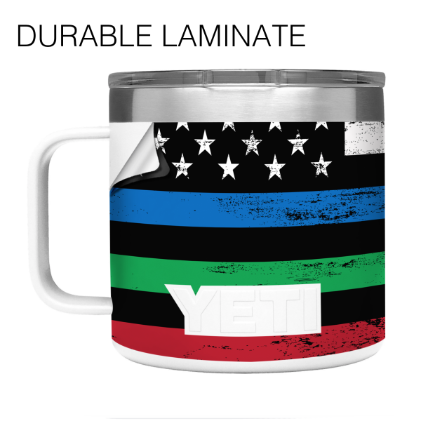 Thin Green Blue Red Line Flag | Skin For YETI Rambler 14oz  Tumbler Discount - Image 2