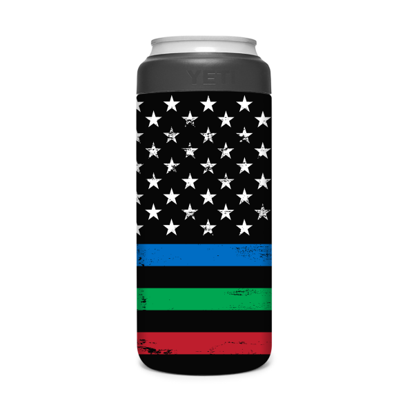 Thin Green Blue Red Line Flag | Skin For YETI Rambler 12oz  Slim Can Hot on Sale - Image 2