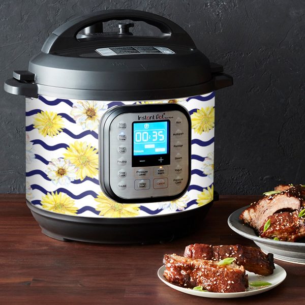 Daisy with Wavy Blue LIne | Skin For Instant Pot Duo Nova 6QT Discount - Image 2