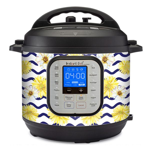 Daisy with Wavy Blue LIne | Skin For Instant Pot Duo Nova 6QT Discount