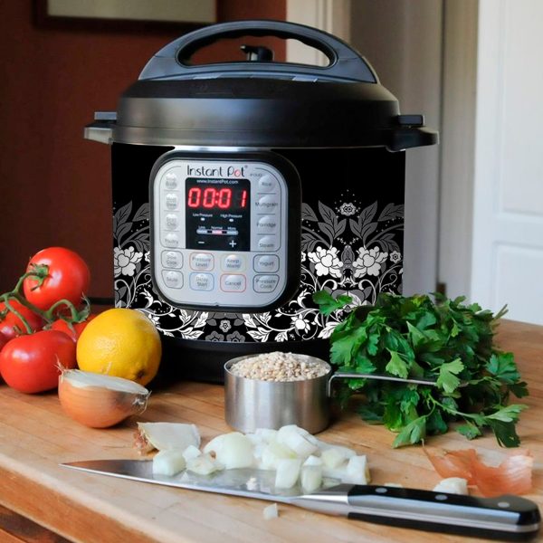 Black and White Floral | Skin For Instant Pot Duo 80 8QT Online Hot Sale - Image 3