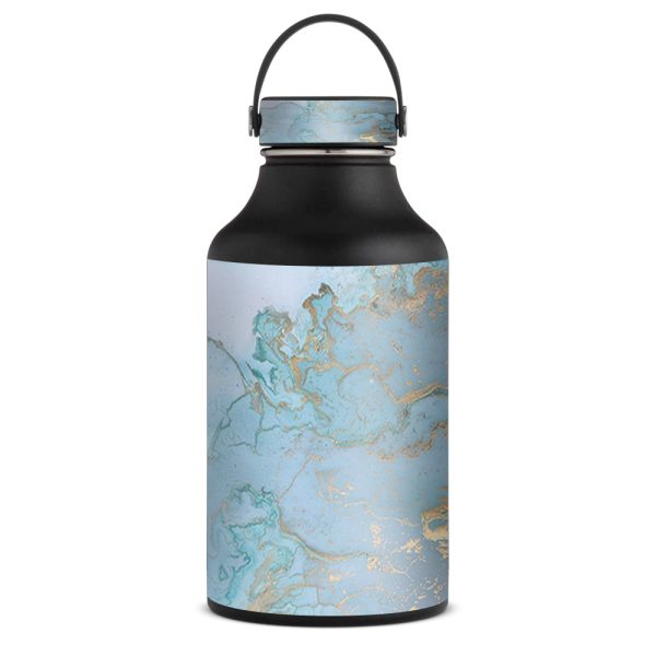 Teal Blue Gold White Marble Granite | Skin For Hydro Flask 60oz Online Hot Sale