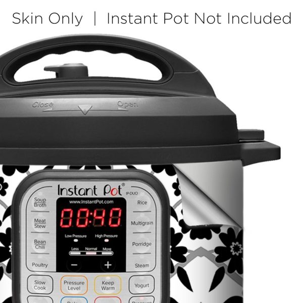 Black and White Floral Pattern | Skin For Instant Pot Duo 60 6QT on Sale - Image 4