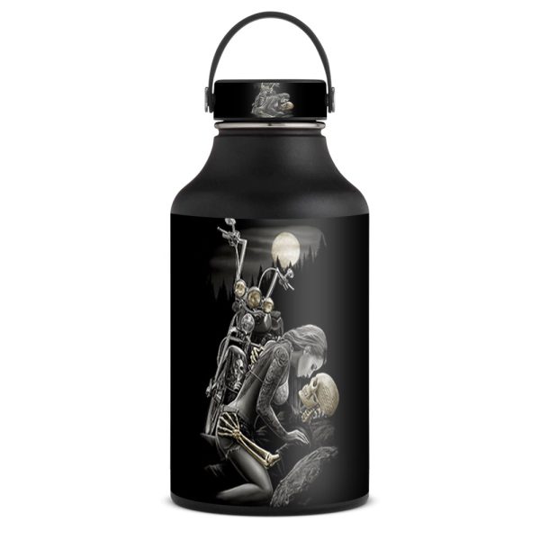 Biker Skeleton Full Moon Tattoo | Skin For Hydro Flask 60oz For Sale