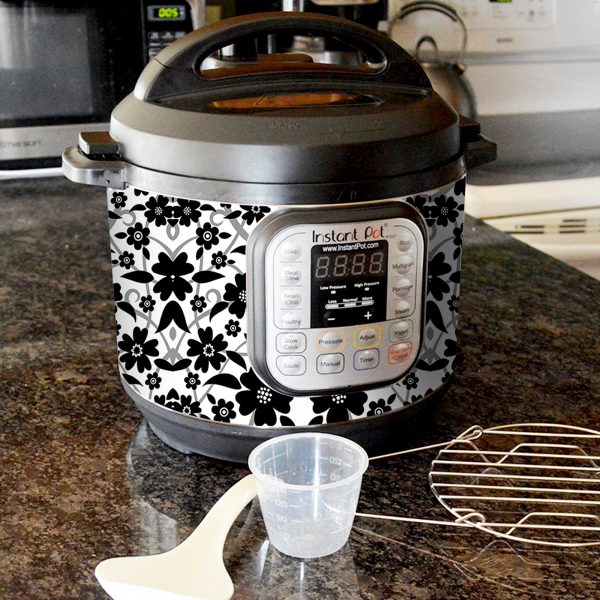 Black and White Floral Pattern | Skin For Instant Pot Duo 60 6QT on Sale - Image 2