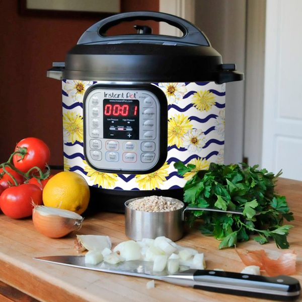 Daisy with Wavy Blue LIne | Skin For Instant Pot Duo 60 6QT Cheap - Image 3