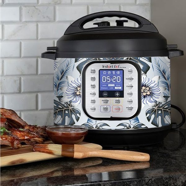 Tropical Flowers Blue Hue | Skin For Instant Pot Duo Nova 8QT Online Sale - Image 3