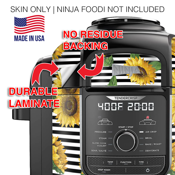 Sunflower with Black Stripes | Skin For Ninja Foodi 8QT Cheap - Image 3