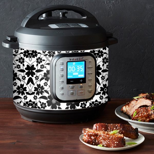 Black and White Floral Pattern | Skin For Instant Pot Duo Nova 6QT For Sale - Image 2