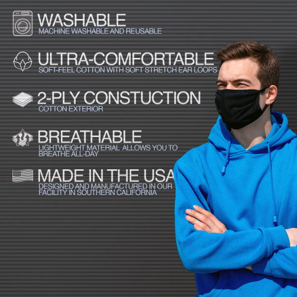 Black | 6 Pack - Adult Washable Face Mask For Cheap - Image 5