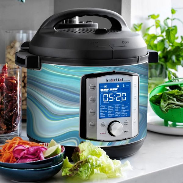 Aqua Green Blue Geode Swirl Swirl | Skin For Instant Pot Duo Evo Plus 6QT For Cheap - Image 3