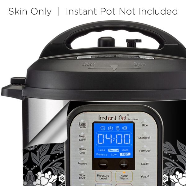 Black and White Floral | Skin For Instant Pot Duo Nova 8QT Hot on Sale - Image 4