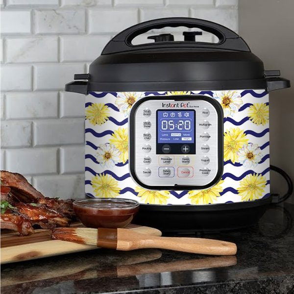 Daisy with Wavy Blue LIne | Skin For Instant Pot Duo Nova 6QT Discount - Image 3