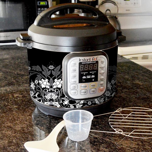 Black and White Floral | Skin For Instant Pot Duo 80 8QT Online Hot Sale - Image 2