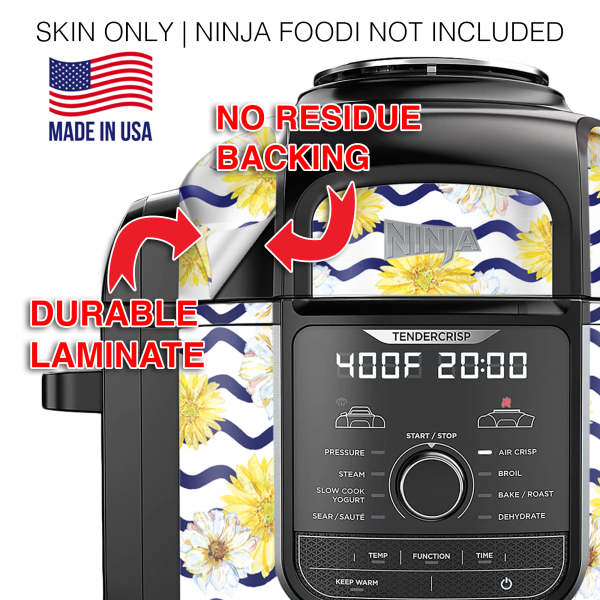 Daisy with Wavy Blue LIne | Skin For Ninja Foodi 8QT Online - Image 3
