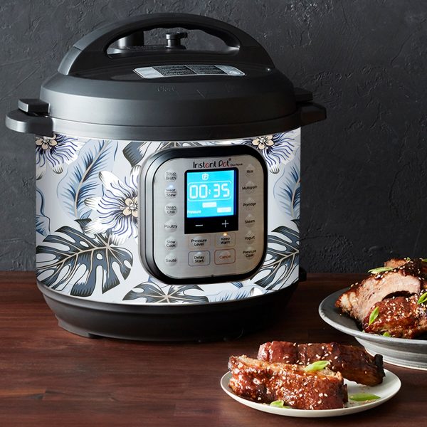Tropical Flowers Blue Hue | Skin For Instant Pot Duo Nova 8QT Online Sale - Image 2