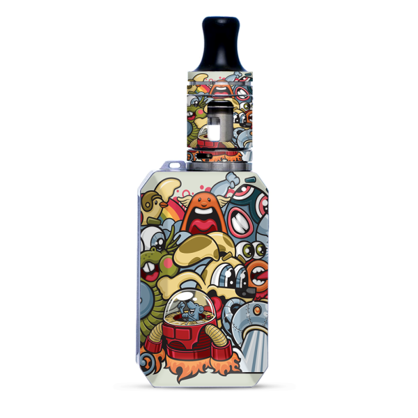Aliens Cartoon Collage Sticker | Skin For VooPoo Drag Baby Trio Online