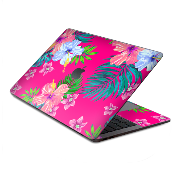 Pink Neon Hibiscus Flowers | Skin For Macbook Pro 13 inch Retina Touch Bar | fits Model A1706, A1708, A3164, A1989, A3358 Online Hot Sale