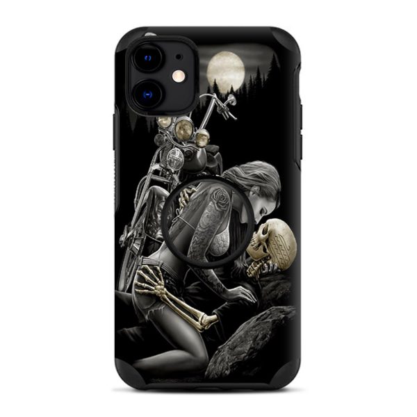 Biker Skeleton Full Moon Tattoo | Skin For Otter Pop Symmetry for iPhone 11 Online Hot Sale