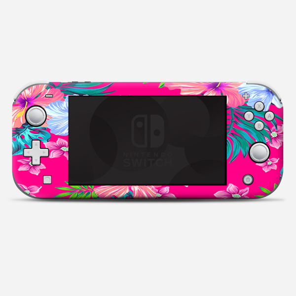 Pink Neon Hibiscus Flowers | Skin For Nintendo Switch Lite Supply