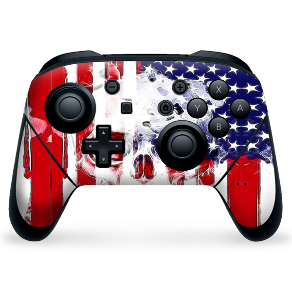 U.S.A. Flag Skull Drip | Skin For Nintendo Switch Pro Controller Online Sale