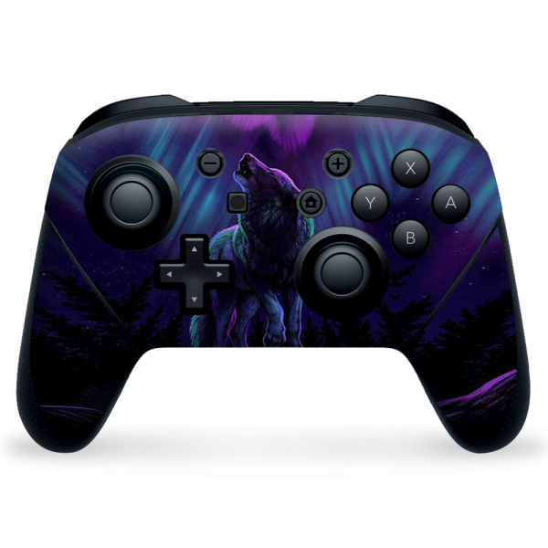 Wolf In Glowing Purple Background | Skin For Nintendo Switch Pro Controller For Discount