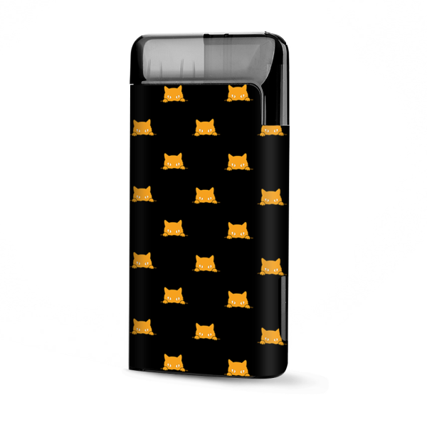 Sneaky Cat Kitten Pattern Gold On Black | Skin For Suorin Air Plus Online
