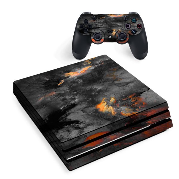 Grey Clouds On Fire Paint Sony PS4 Pro Skin Discount