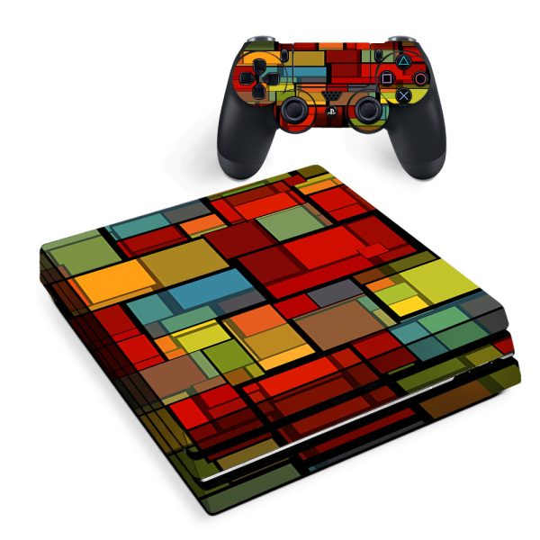 Abstract Colorful Square Pattern Sony PS4 Pro Skin Online Sale