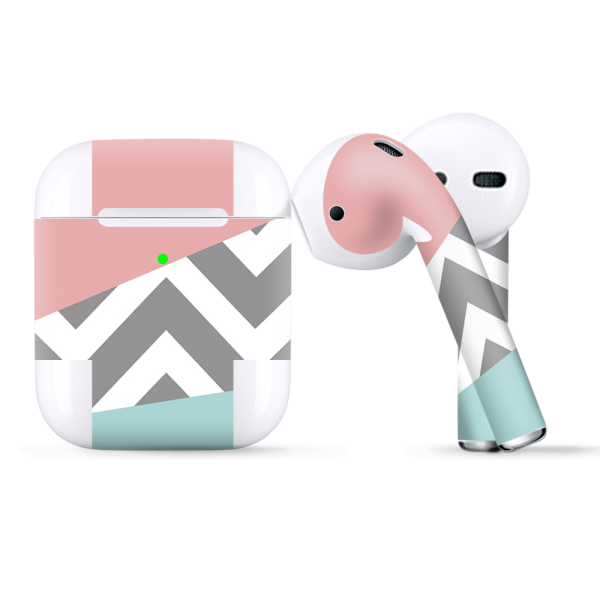 Pink Teal Gray Chevron Pattern | Skin For Apple AirPods Hot on Sale
