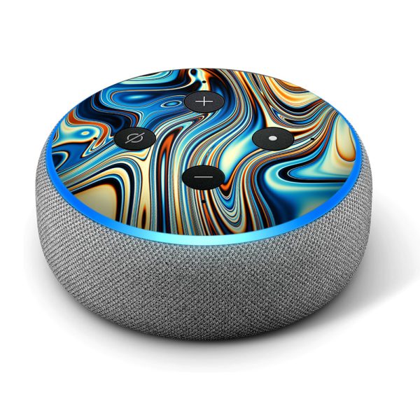 Blue Oragne Psychadelic Oil Slick | Skin For Amazon Echo Dot 3rd Generation Supply