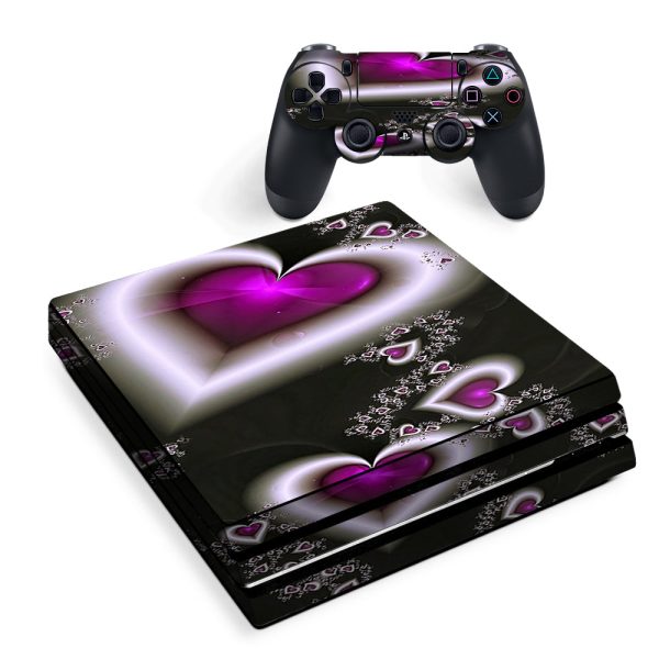 Glowing Hearts Pink White Sony PS4 Pro Skin Online now