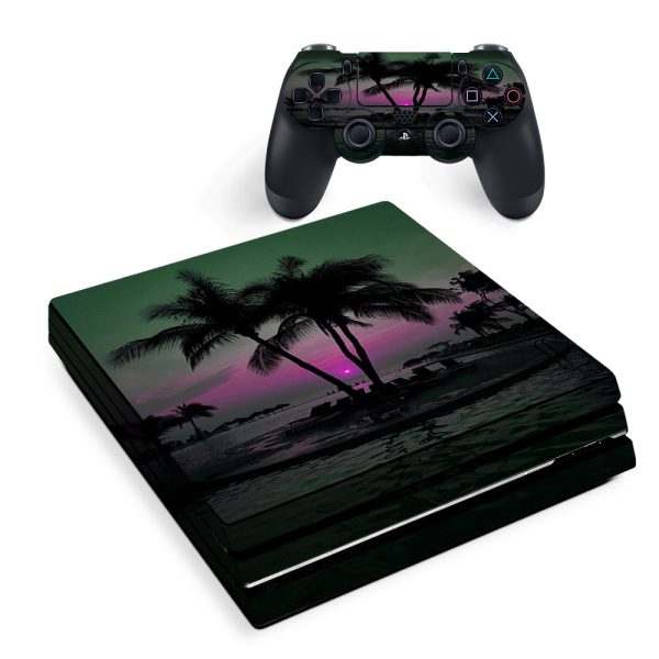 Sunset Tropical Paradise Poolside Sony PS4 Pro Skin Cheap