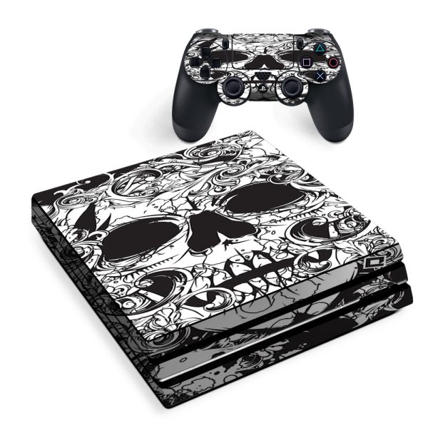 Crazy Lineart Skull Design Sony PS4 Pro Skin For Discount