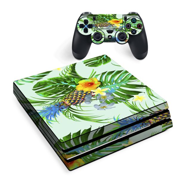 Tropical Floral Pattern Pineapple Palm Trees Sony PS4 Pro Skin Online now