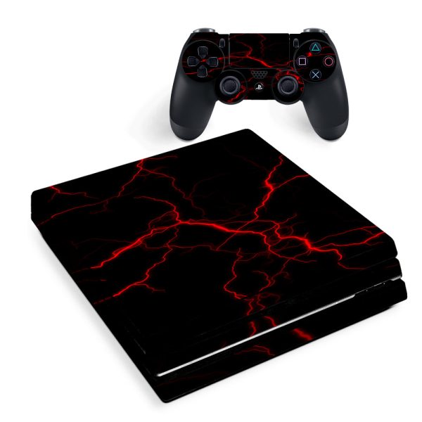 Red Lightning Bolts Electric Sony PS4 Pro Skin Cheap
