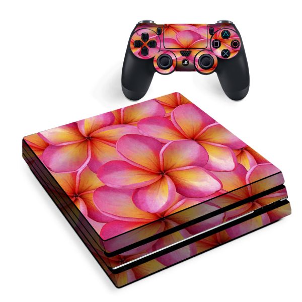 Plumerias Pink Flowers Sony PS4 Pro Skin Discount