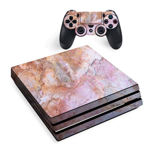 Rose Peach Pink Marble Pattern Sony PS4 Pro Skin Cheap