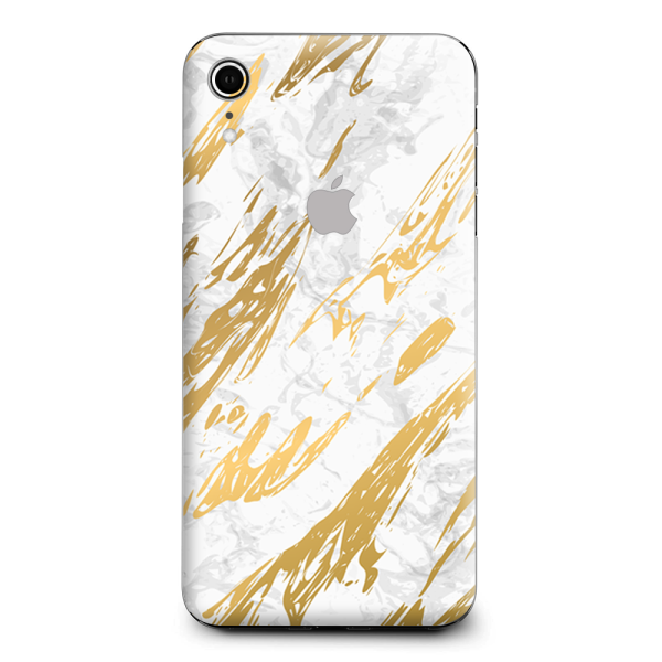 Gold Marble White Granite Stone Slate Apple iPhone XR Skin For Sale