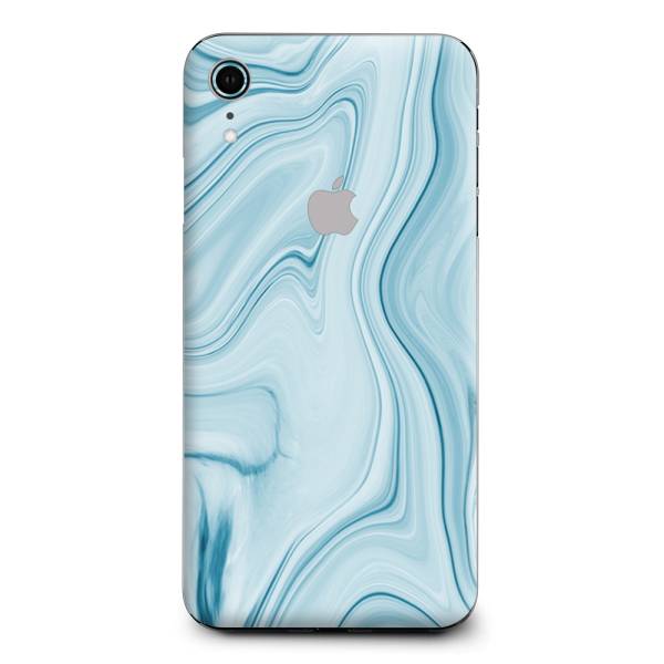 Baby Blue Ice Swirl Marble Apple iPhone XR Skin For Discount