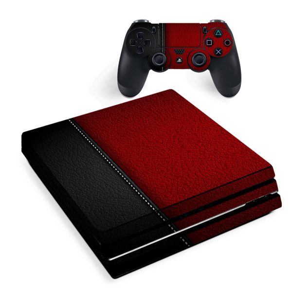 Skin Decal Vinyl Wrap For Playstation Ps4 Pro Console & Controller Stickers Skins Cover  Black And Red Leather Pattern Sony PS4 Pro Skin For Discount