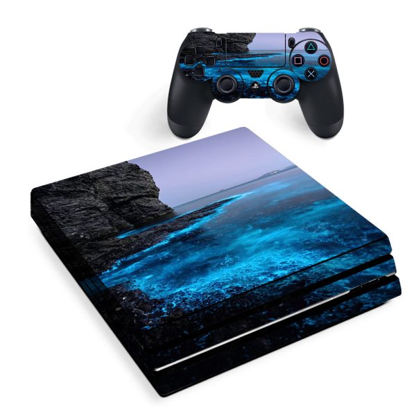 Skin Decal Vinyl Wrap For Playstation Ps4 Pro Console & Controller Stickers Skins Cover  Paradise Sea Wall Cliffs Glowing Water Sony PS4 Pro Skin Supply
