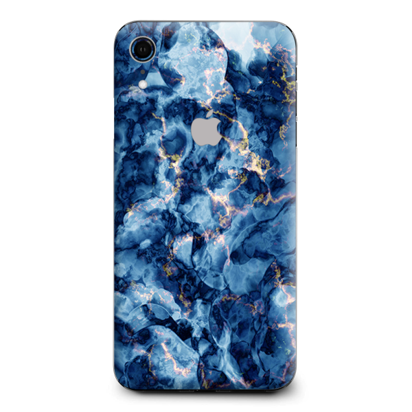 Heavy Blue Gold Marble Granite Apple iPhone XR Skin Cheap