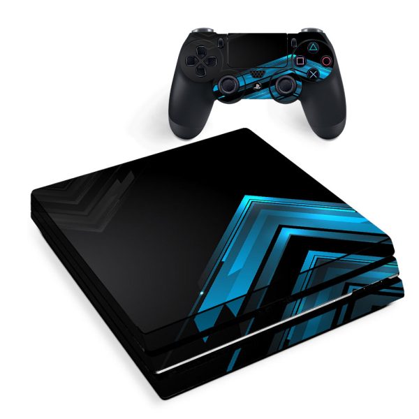 Skin Decal Vinyl Wrap For Playstation Ps4 Pro Console & Controller Stickers Skins Cover  Black Blue Sharp Design Edge Sony PS4 Pro Skin Hot on Sale