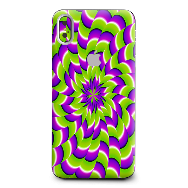 Purple Green Hippy Trippy Psychedelic Motion Swirl Apple iPhone XS Max Skin Online Hot Sale